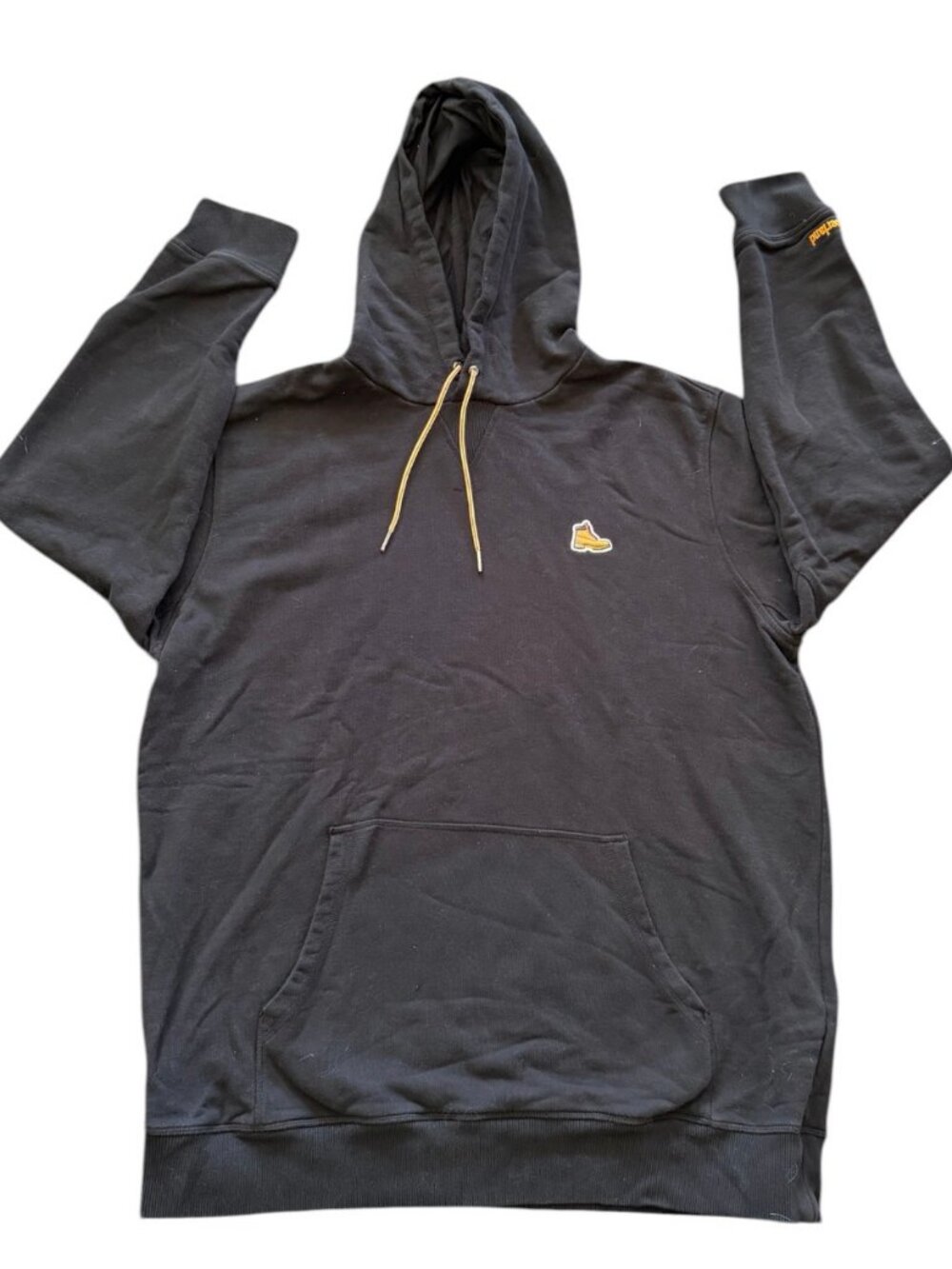 Timberland Hoodie‎ Mens XXL Black Excellent Boot Patch Organic Cotton Pullover